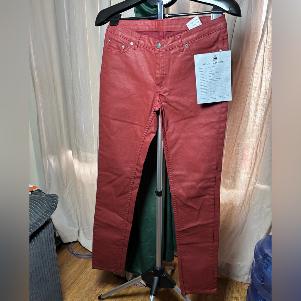 BLK DNM Deep Brick Red Waxed Skinny Jeans 26/34 sample